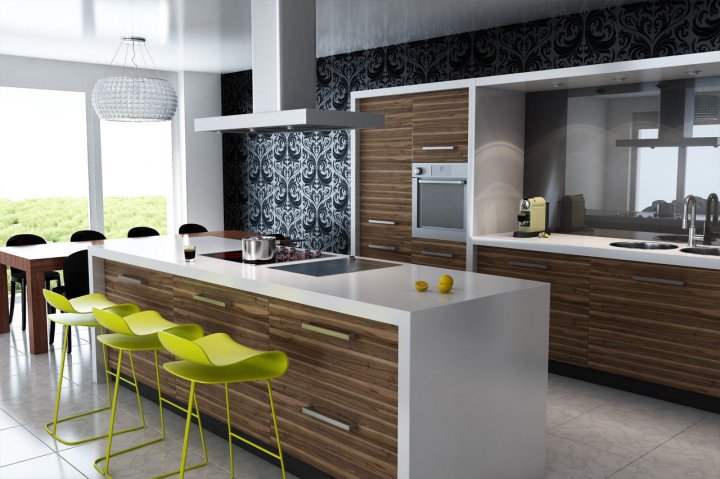 Island-shaped kitchen